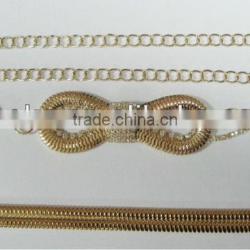 LIGHT GOLD COLOR Metal Chain Belts with Rhinestones, Cloth Accessories, Metal Belts with Stone