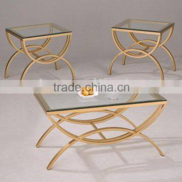 Modern Glass Coffee Table/ Golden Luxury Hotel Living Room Coffee Table