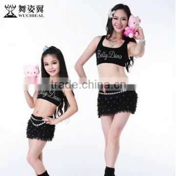 Wuchieal Sports Style Belly Dance Training Clothes for Mother and Daughter