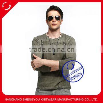 2015 China supplier custom long sleeve mens print t-shirt wholesale clothing