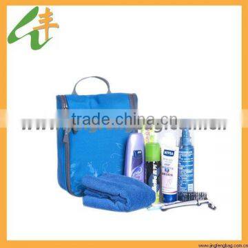 2014 blue travel portable hanging polyester toiletry bag