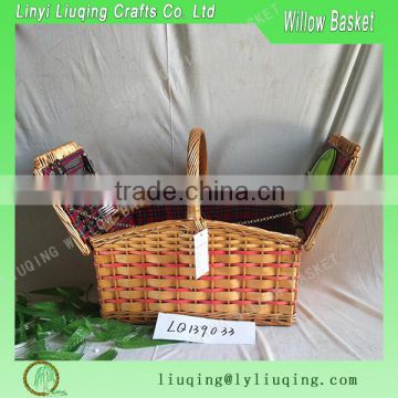 Newest natural 2016 spring willow picnic handmade basket for 2 persons