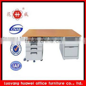 Modern design MDF top steel K-D office desk with movable cabinet