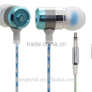 Universal type super bass good price metal earphones without mic colourful thread