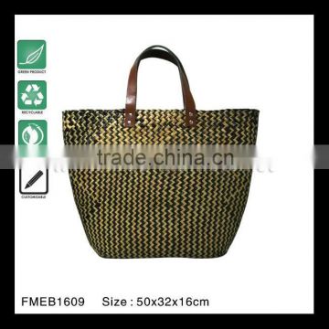 ECO Green seagrass beach bag with pockets and zipper