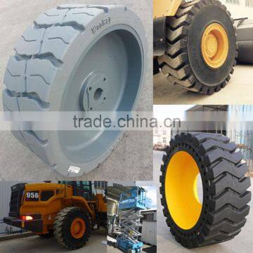 lifting platform tires and wheels, cut and puncture proof industrial tires 23.5-25 15x5