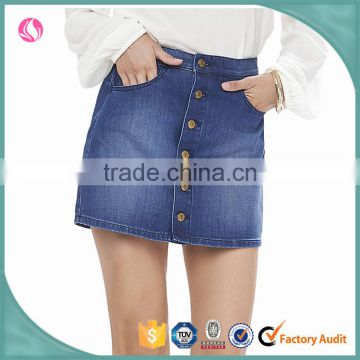 women clothing A line button front summer lady latest cheap fashion short denim skirts