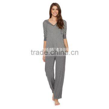 Designer grey striped hooded pyjama set