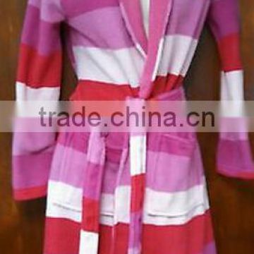 2014 Xinbo Women's Pink Stripe Luxury Snuggle Lightwear Pool Gym Spa Beach Bath Robe