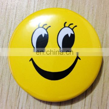 Cute smiley face button metal badge