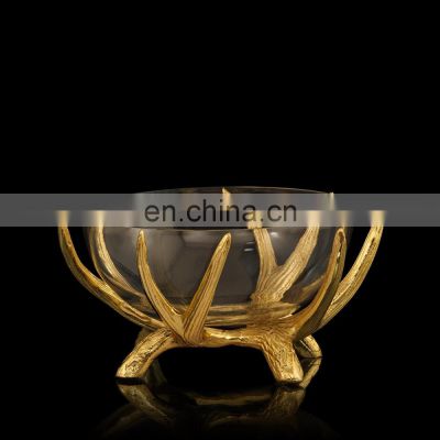 gold plated roots glass bowl