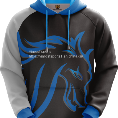 Custom Sublimation Hoodie with Blue Strings