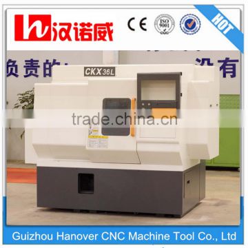 CKX36L High Speed and Precise Small Gang Turret CNC Lathe with 5" hydraulic chuck 4 station gang tool 46mm spindle bore 5000rpm