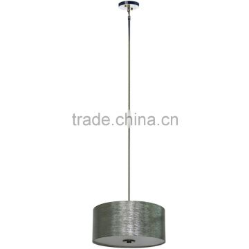 3 light chandelier(Lustre/La arana) in chrome finish with large round 16" starlight weave fabric shade