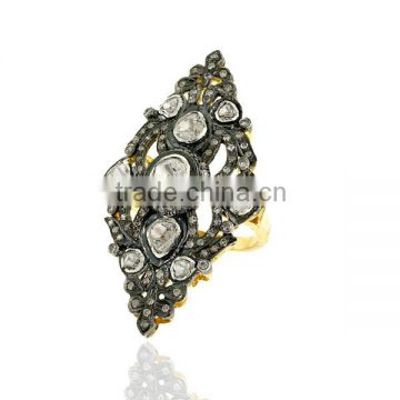 Designer Pave Diamond Rose Cut Ring, 14K Gold Natural Pave Diamond Ring Jewelry, Designer Ring Jewelry for Women
