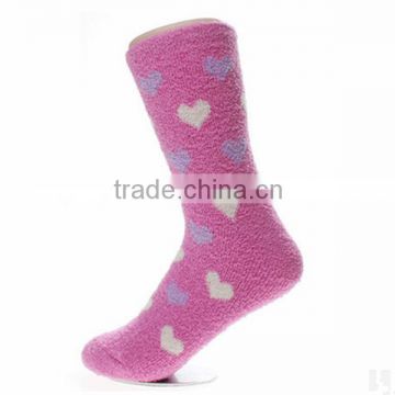 Women custom heart jacquard microfiber extra thick luxury sock