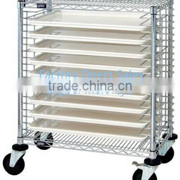 Factory Direst Sales Modular Tray Wire Cart, 19 Trays Capacity, Chrome Finish