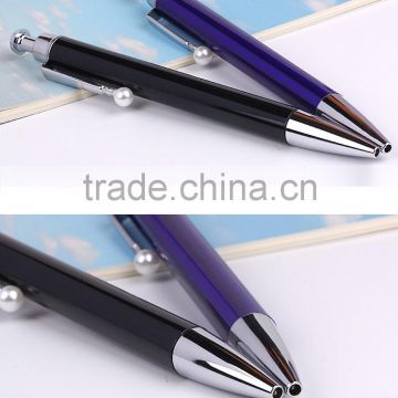 NEW Arrival Promotional Korea Stationery Metal Ball Pen White Pearl Crystal Pen