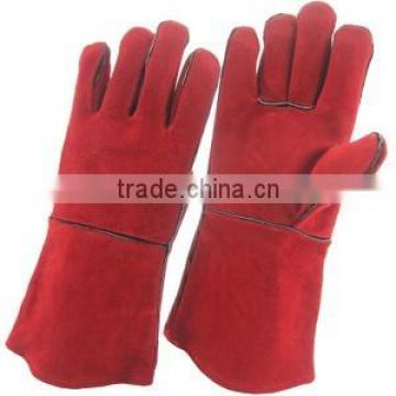 Red Cowhide Split Leather Industrial Safety Welding Work Gloves