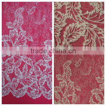 Fashion Embroidery Fabric With Beads For Fashion Garment And Bridal Dress