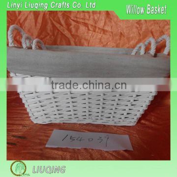 Wholesale Willow Fabric Storage Basket With Two Ear Handles And Cloth Linner