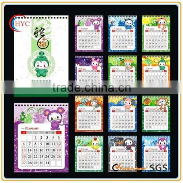 promotional cute animal design desk calendar printing