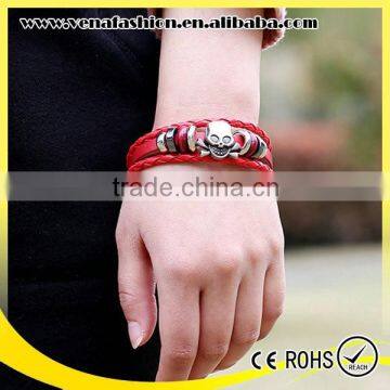 skull shape cheap mens leather bracelet, teen leather bracelet