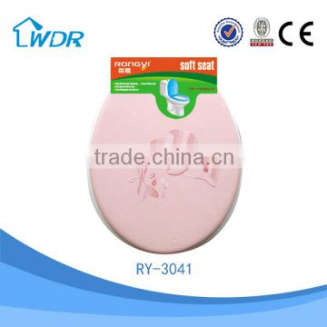 Bathroom fitting wc pink color PVC self-clean sanitary soft closing toilet seat