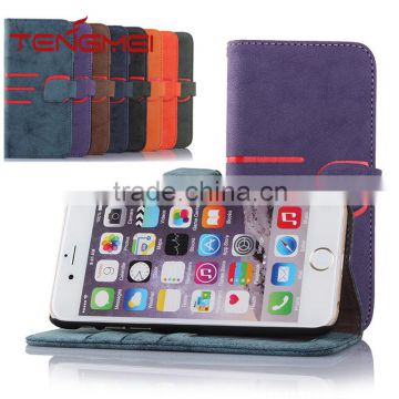 bi-color vintage leather for iphone 6s case with card slots