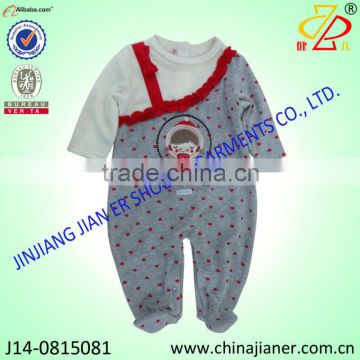 cute design 100%cotton wholesale china supplier baby romper velvet