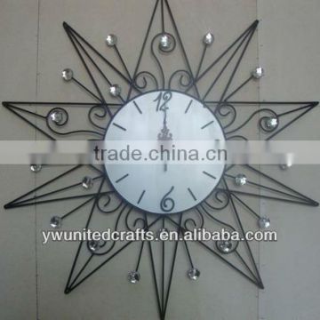 Cheap Fashion New design Mordern Home Decorative Artificial Diomond Metal Wall Clock wholesale