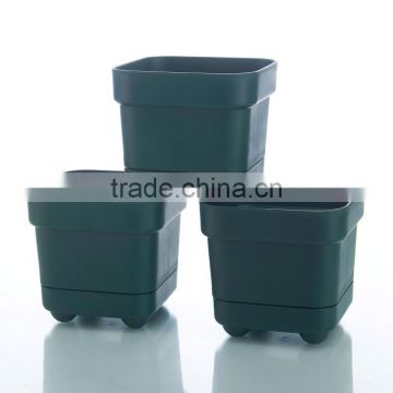 dark green square Lovely mini plastic flower pots for seed nursery planter