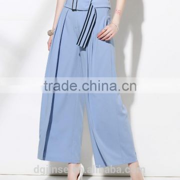 The new model design fashion ladies elegant belt wide-legged pants palazzo trousers for women