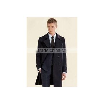 2014 Single-Breasted High Fashion Classical Design Black Lapel Slim Fit Mens Cashmere Men Coat