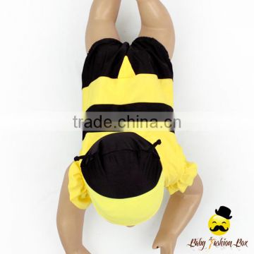Cute Remake Props Bee Cosplay Flutter Sleeve Kids One Piece Beach Clothes With Cap 2pcs Young Girl Swimwear