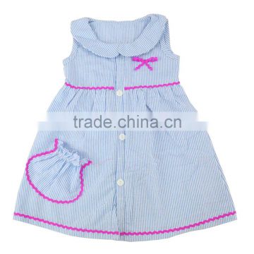Baby Kids Dress 2017 Seersucker Striped Girls Dresses For Toddler Boutique Dress