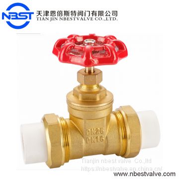 Manual Natural Brass Gate Valve Double Union Ppr Pipe Connect