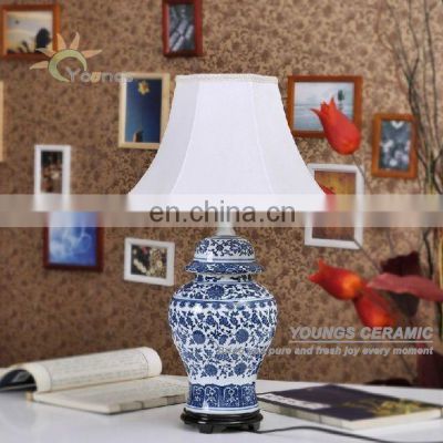 Chinese traditional blue white ceramic ginger jar table lamps for living room