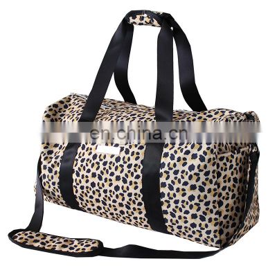 Leopard wholesale large capacity sport bag travel for women men fitness duffle bag with shoe compartment