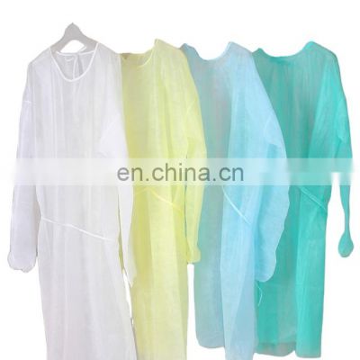 China disposable PP isolation gown clothing non woven isolation gowns knitted cuffs ppe non-surgical gowns