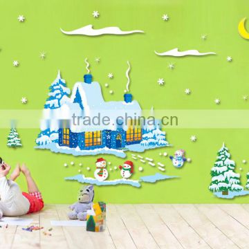 ALFOERVER pvc snow mountain christmas wall decals