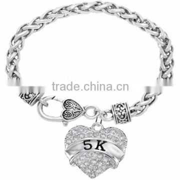 Genuine Austrian Clear Crystal " 5K " Charm Chain Link Bracelet