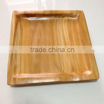Natural wood handmade healthy wooden square plate for food