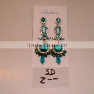 Designer Exclusive Indian Costume Fashion Imitation Jewellery ~ Artificial Gold Kundan Polki Bridal earrings