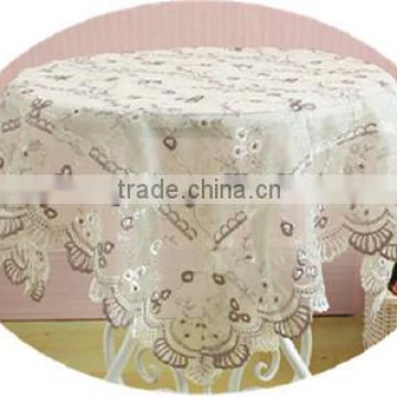 Hot sale new design country style lace embroidered tablecloth