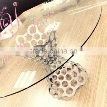 round shape plastic wedding table / tempered Glass table Glass Dining Table 2015