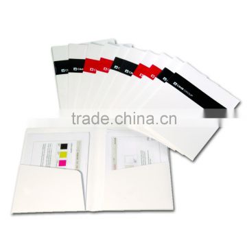 White Promotional beauty paper two pocket paper file folder (BLY8-0308PF)