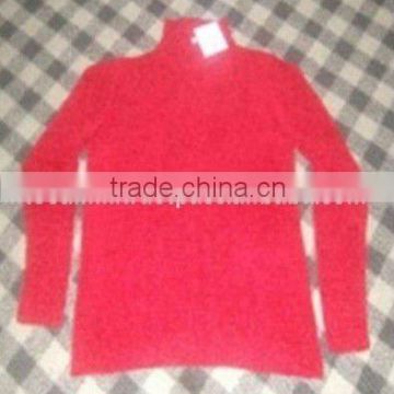 Lady's Red Color Cardigan Plain Sweater