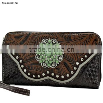 Cowgirl rhinestone big concho studded wholesale western wallets for ladies