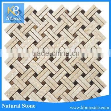 kb stone hot sale bianco carrara marble mixed light emperador basketweave marble mosaic